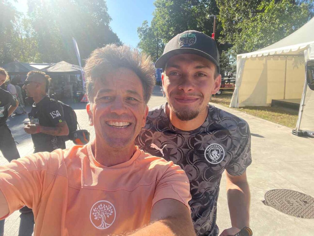con Virgile, reciente incorporacion de jovenes en el cuadro de arboristas competidores franceses "Arboristes de France"